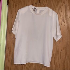 White Polyester Shirt with Shoulder Pads